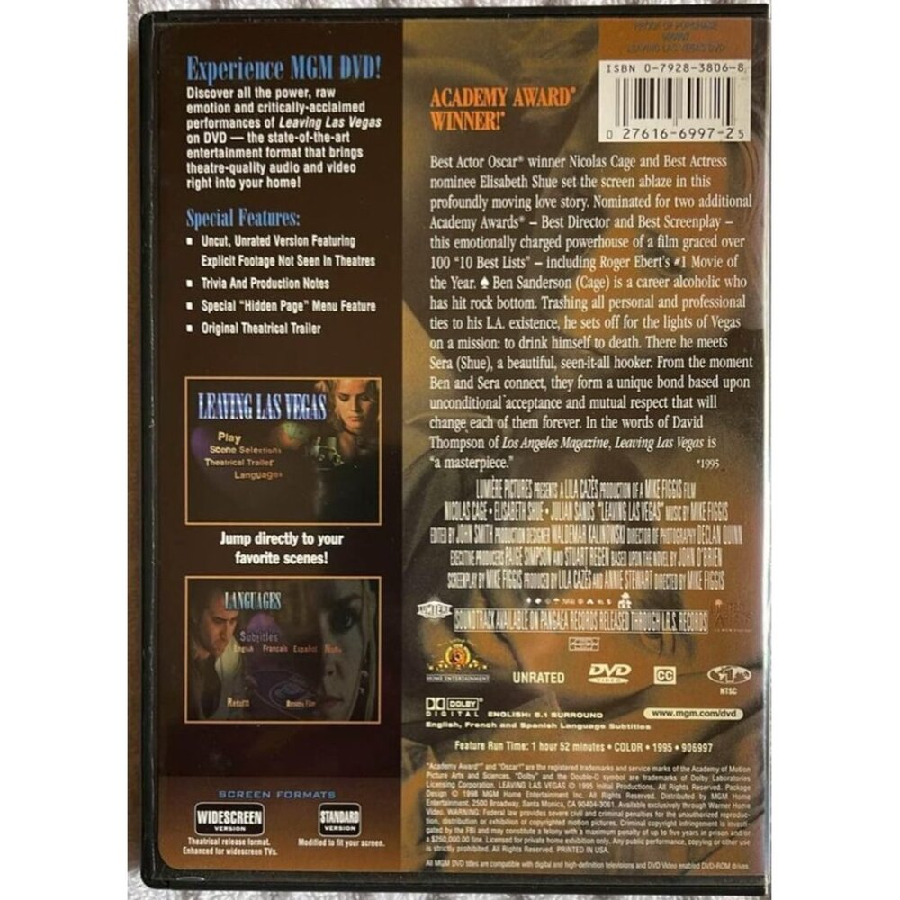 Leaving Las Vegas - DVD - Nicolas Cage, Elisabeth Shue - Picture 2 of 4